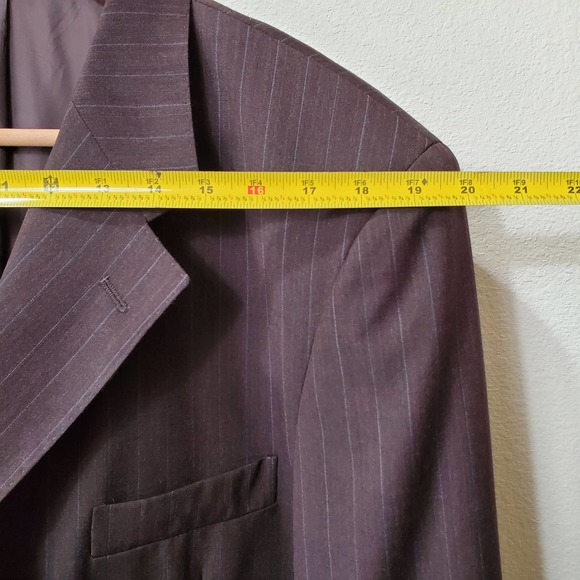 ERMENEGILDO ZEGNA Men's 100% Wool Brown Blue Stripped 3 Button Blazer sz 56 - Picture 8 of 11